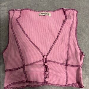 Urban Outfitters Pink Button-Front Crop Top